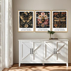 Cyebmo William Morris Wall Art, Vintage Floral Wall Decor, Dark Botanical Art Prints, Butterfly Bee Dragonfly Nature Artwork for Living Room Bedroom Bathroom Wood Framed Ready to Hang 12"x16"x3