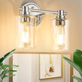 Bathroom Light Fixtures Wall Sconce Light with Clear Glass Chrome 2 Lights Bathroom Lighting Over Mirror Vanity Lights for Living Room,Bedroom,Restroom,Hallway E26 Base