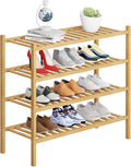 4 Tier Bamboo Shoe Rack Storage Organizer for Closet, Multifunctional Stackable Free Standing Shoe Shelf Organizer for Small Space,Entryway,Hallway,Bathroom 27"x11"x26"(Natural, 4 Tier)