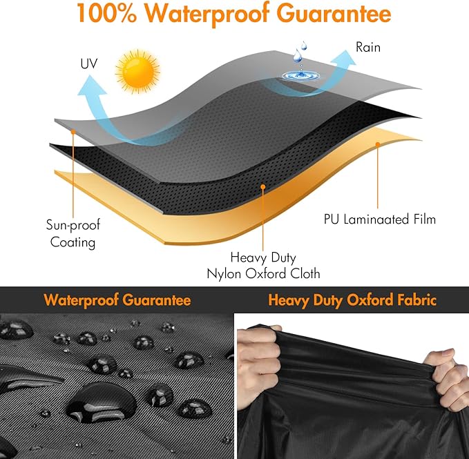 WLEAFJ Patio Swivel Chair Covers Waterproof, Black Outdoor Rocking Chair Covers, Heavy Duty Patio Lounge Deep Seat Cover, 2 Pack - 31.5" W x 33.5" D x 36" H
