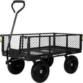 BILT HARD 10" Flat Free Tires Heavy Duty Garden Cart with 180° Rotating Handle and Removable Sides, 4 Cu.Ft 400 lbs Capacity Utility Steel Wagons for Outdoor