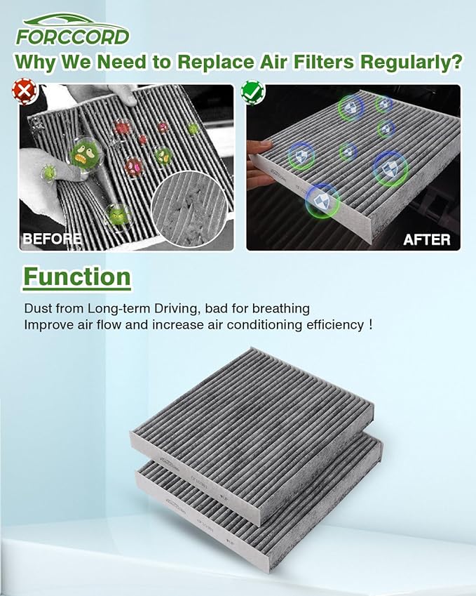 2-Pack HEPA Cabin Air Filter CF10381 Fits for Hyundai Azera/Sonata 2006-2008, Santa Fe 2007-2009, Kia Carnival 2022-2026 Activated Carbon Cabin Filter Replacement 08790-3K000 Car Accessories