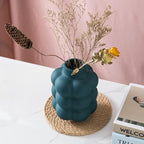 Ceramic Vase, Modern Dried Flower Vase, Blue Teal Vase with Raised Dots, Boho Home Decor for Centerpiece Wedding Dinner Table Party Living Room Office Bedroom, Housewarming Gift