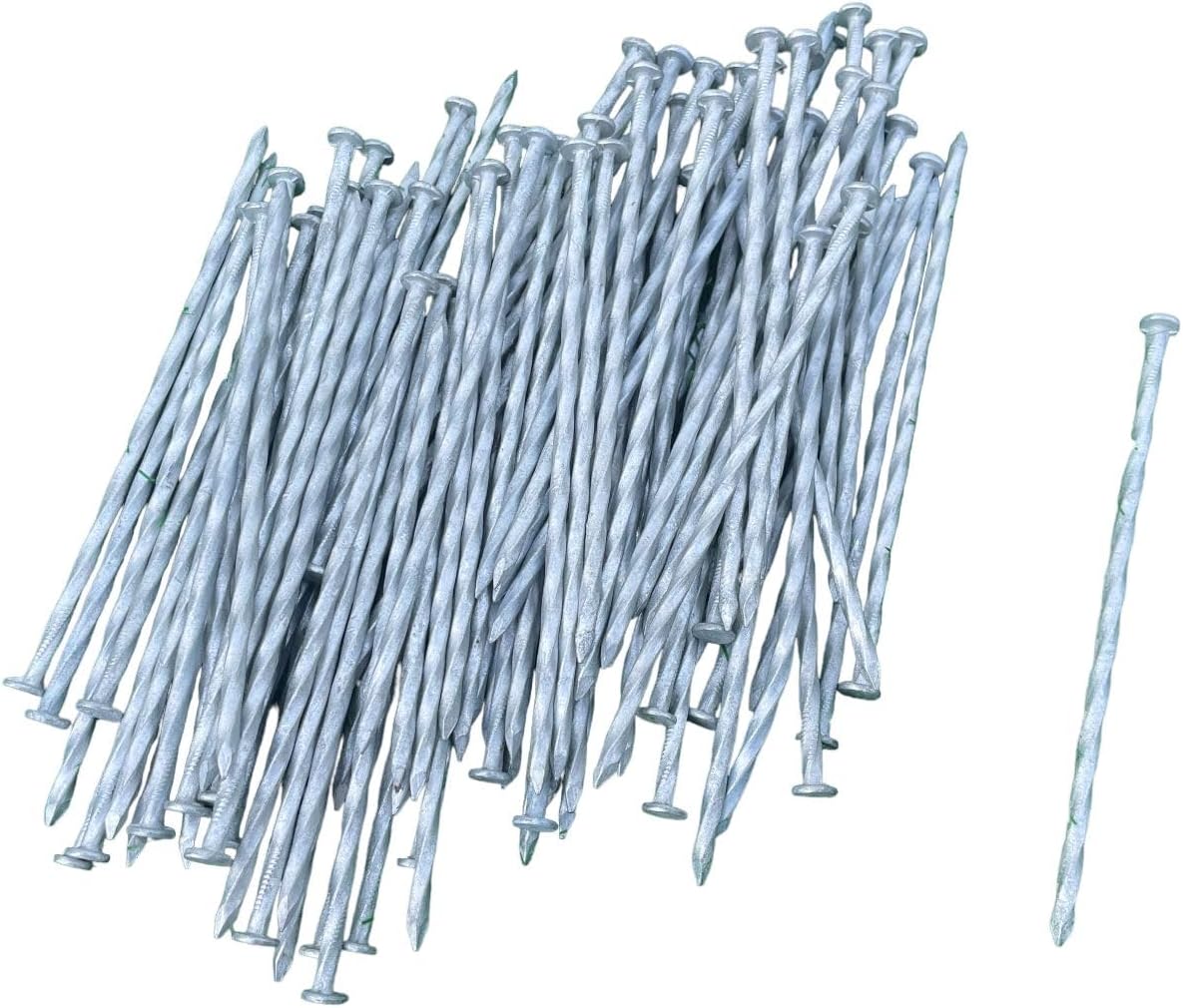 Sandbaggy 6 Inch Galvanized Artificial Turf Stakes - Spiral Landscape Nails - Ground Spikes/Pins for Synthetic Grass, Lawn, Edging, Weed Barrier Fabric, Garden (Steel (7 Gauge), 400)