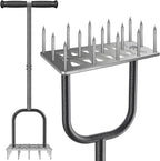Dolibest Lawn Aerator Spike, Manual Lawn Aerator Tool with 15 Stainless Steel Spikes, Spike Lawn Air Aerator with Non-Slip Grip Handle, Grass Aerator Tool for Loosening Soil and Improving Lawn Health
