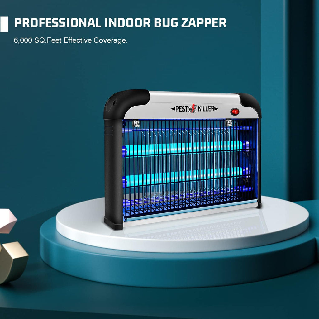 Indoor Electric Bug Zapper, 2800V Powerful Flying Insect Mosquito Killer w/ 20W Blue Light Attract, Plug-in Pest Control Machine for Moth, Fruit Fly, Fungus Gnat, Garage Bug Catcher/Eliminator/Trap