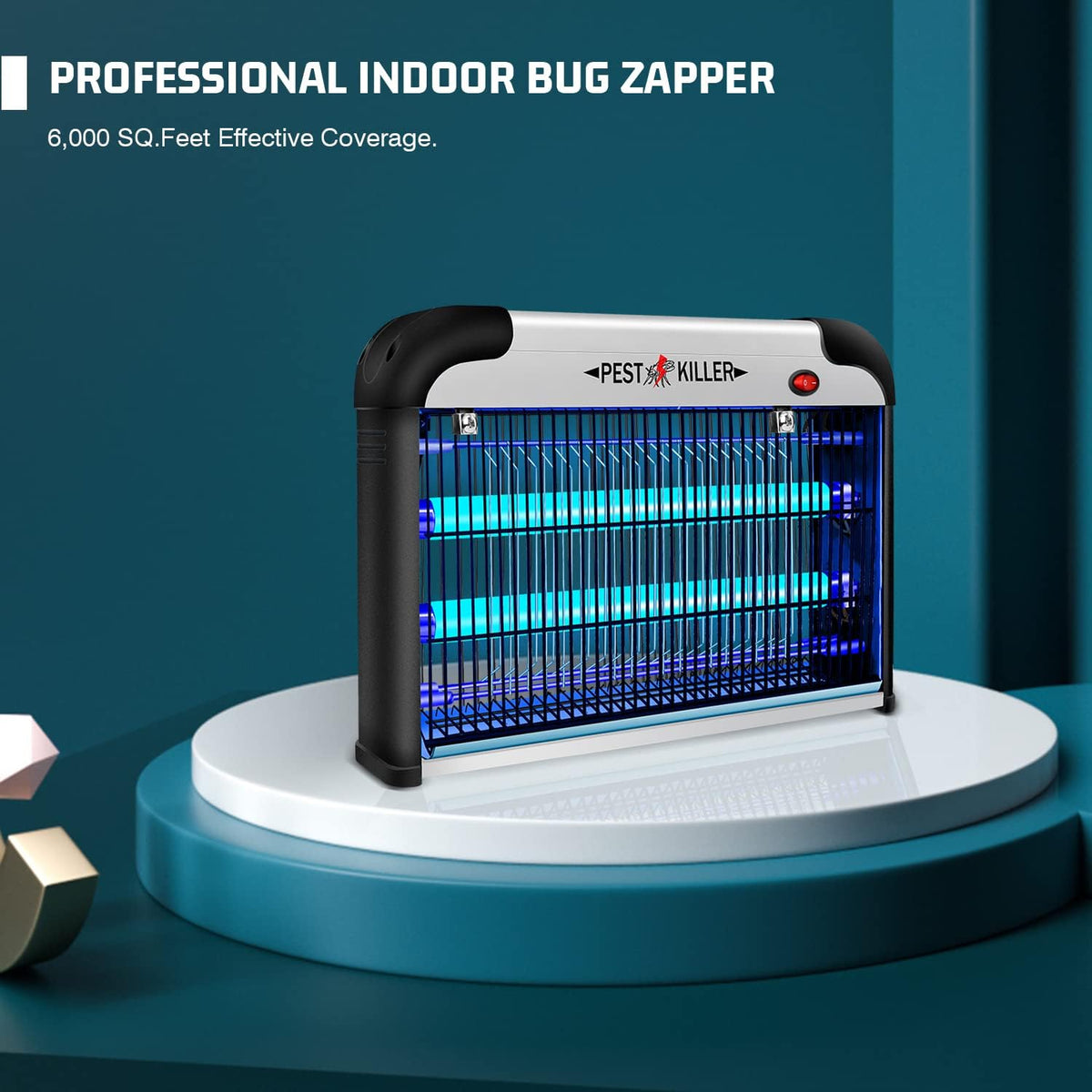 Indoor Electric Bug Zapper, 2800V Powerful Flying Insect Mosquito Killer w/ 20W Blue Light Attract, Plug-in Pest Control Machine for Moth, Fruit Fly, Fungus Gnat, Garage Bug Catcher/Eliminator/Trap