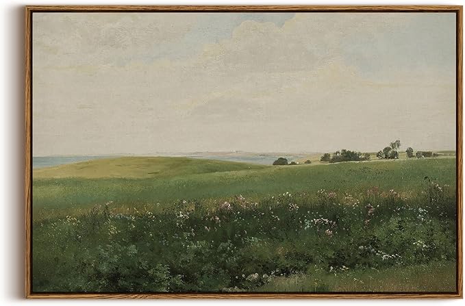 InSimSea Framed Canvas Wall Art Vintage Decor, Farmhouse Decor, Vast Grassland Landscape Paintings, Large Prints, Scenery Wall Decoration for Living Room Bedroom Bathroom Home Decor, 20"x30"