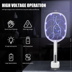 Lulu Home 2-in-1 Electric Bug Zapper Racket, 3000V High Voltage LED Lighted Handheld Mosquito Swatter with 3 Layer Safety Mesh, USB Charging Portable Fly Killer Racquet for Indoor Outdoor Use