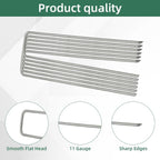 101Pcs 6 Inch 11 Gauge Garden Stakes Staples Kit, 50Pcs U-Shaped Landscape Staples and 50Pcs Fixing Gasket with 1Pc Pick Hook for Weed Barrier Fabric, Groud Cover, Holding Fence
