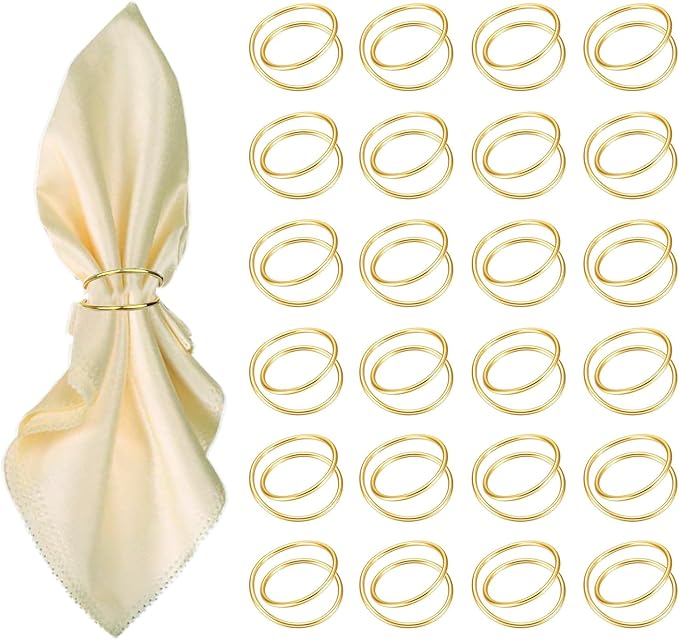 Gold Napkin Rings-24 PCS Metal Spiral Napkin Rings(Spiral) Napkin Holders Buckles for Family Dinner, Wedding, Party,Table Decorations