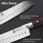 DDF iohEF Kitchen Knife 7 inch Chef Knife Professinal Santoku Knife, Japanese Stainess Steel Ultra Sharp Cooking Knife with Ergonomic Handle for Chopping Vegetable and Cooking