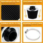 PTNHZ Universal Balck 2.5" 63mm High Flow Cold Air Intake Cone Air Filter Power Intake Air Inlet System Air Cleaner