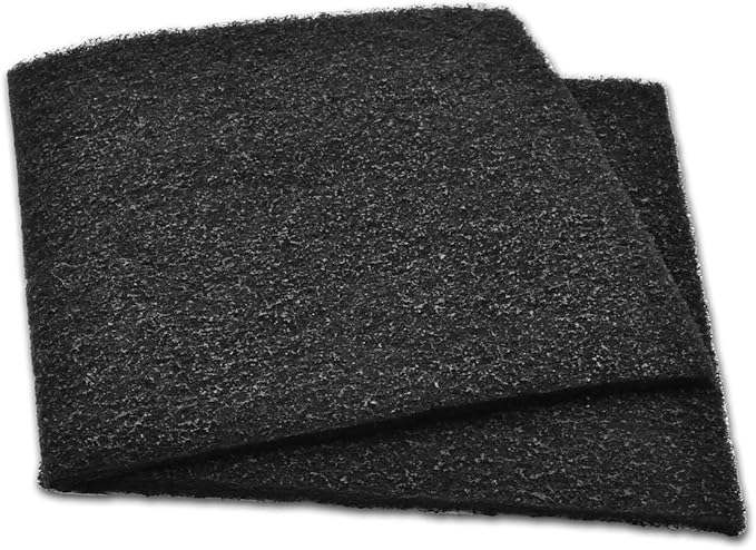 Carbon Fine Filter Media, 3/8" Thick, 12" x 12" Pads, 2 Pack, Perfect for Aquariums, Ponds or Water Gardens, Made in USA