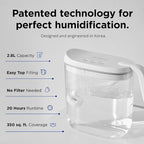 Carepod Mini 21P Ultrasonic Cool Mist Humidifier for Bedroom, Quiet & Safe for Baby, Transparent, Only 3 Washable Parts & Easy to Clean, Filter-Free, Automatic Shut-off, Lasts 20Hrs (0.74Gal/2.8L)