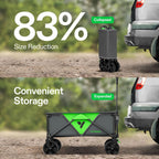VIVOSUN Collapsible Folding Wagon, Outdoor Utility with Silent Universal Wheels, Cup Holders & Side Pockets, Adjustable Handle, for Camping, Garden, Sports, Picnic, Shopping, 220LBS, Grey & Green