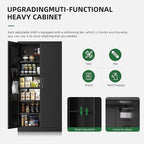 Greenvelly Metal Garage Storage Cabinet with Pegboard, 72" Locking Storage Cabinet with Doors and 4 Adjustable Shelves for Home Office,Garage,Kitchen,School,File (Black)