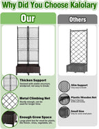 Kalolary 170CM Raised Garden Bed with Metal Trellis, Large Plastic Planter Box with Drainage Hole on Wheels Tomato Planters Climbing Trellis Outdoor Indoor for Climbing Plants Vegetable Flowers Vine