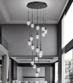 18 Light Modern Glam Crystal Chandelier for High Ceiling LED Dimmable Ceiling Pendant Light Staircase Foyer Enterway Living Room Chandelier Lighting Antique Black