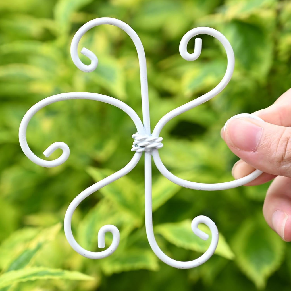 5PCS Monstera Plant Support Hook White 4.1 * 4.1 Inch – Set of 5 Durable Metal Stem Stabilizer Clips & Soft Grip Leaf Holders for Healthy Growth of Monstera & Fishbone Cactus