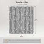 Punkray Dark Grey Shower Curtain for Bathroom with Hooks Shower Curtain Set, White Stripe Bath Curtains Decorative Shower Curtains Water Repellent Washable, 72 x 72