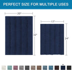 H.VERSAILTEX Navy Blue Bathroom Rugs 2 Piece, Bath Mat Set Slip-Resistant Extra Absorbent Soft and Fluffy Striped Chenille Bath Rugs, Floor Mats Dry Fast Machine Washable (20" x 32"/17" x 24")