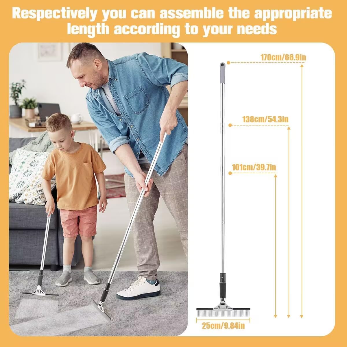 Big Carpet Rake with Long Handle, Making Carpets Fluffy Again, Clean Hair, Let Carpet Restore Softness