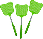 Wapodeai 3 pcs Fly Swatter, Fly Swatters Plastic Telescopic, Large Bug Swatter That Work for Indoor and Outdoor. (3 Green)