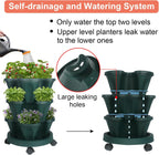 Vertical Planter 3 Tier Stackable Planters Garden Planters Strawberry Herb Flower and Vegetable Planter Indoor Outdoor Gardening Pots with Removable Wheels and Tools 2-Pack