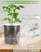 PACETAP 15Pack 6.5 Inch Reinforced Clear Nursery Pots with Drainage Holes, Thickened Plastic Plant Pots with 15 Plant Labels for Indoor Outdoor Flower Seed Starter
