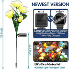 TONULAX Solar Garden Lights - Upgraded Outdoor Light, 7 Color Changing Rose Lights for Yard,Garden Decoration, Enlarged Solar Panel, More Realistic Rose Flower (6 Pack)