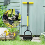 Half Moon Edger Lawn Tool, Manual Step Edger Saw Tooth Garden Hand Edging Shovel with Steel Long Handle for Yard Landscaping Borders Sidewalk Driveways Cable Burying Maintenance Flower Beds Grass