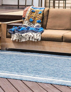 Unique Loom Outdoor Border Collection Area Rug - Soft Border (5' 3" x 7' 1" Rectangle Blue/Ivory)
