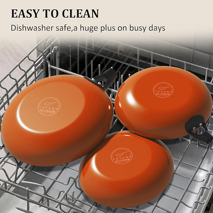 YUTANN Nonstick Frying Pan, 8 inch Enameled Cast Iron Pan Kitchen Healthy Egg Fry Pan Omelette with Detachable Handle, Lightweight Pre-seasoned Cast Iron Skillet, Dishwasher & Oven Safe