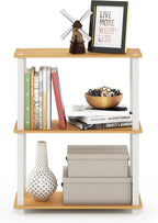 Furinno Turn-S-Tube 3-Tier Compact Multipurpose Shelf Display Rack, Square, Beech/White, 3-Tier Square Tubes