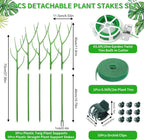 5 Pack 27.56" Detachable Twig Plant Support Stakes Set, Blends in to Plant, Branch Plant Sticks with Orchid Clips Twist Plant Ties, Twig Trellis for Indoor Outdoor Plants Potted Plants Flower