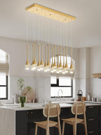 14-Light Modern LED Pendant Lighting Fixture for Kitchen Island Raindrop Crystal Chandelier Gold Chandelier for Dining Room High Ceiling Chandeliers for Staircase Foyer Hallway Villa