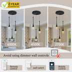 Pendant Lights Kitchen Island 3-Lights Pendant Chandelier for Dining Room Hallway Stairwell,LED Dimmable 2700K-6000K