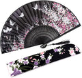 Amajiji 8.27"(21cm) Hand Held Bamboo Silk Folding Fan Hand Fan,Chinese/Japanese Charming Elegant Vintage Retro Style,Women Ladys Girls Best Gifts (Black Butterfly)