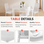 PayLessHere Dining Table Set Glass for Small Spaces Kitchen Table and Chairs for 4 Table with Chairs Home Furniture Rectangular Modern, White Glass