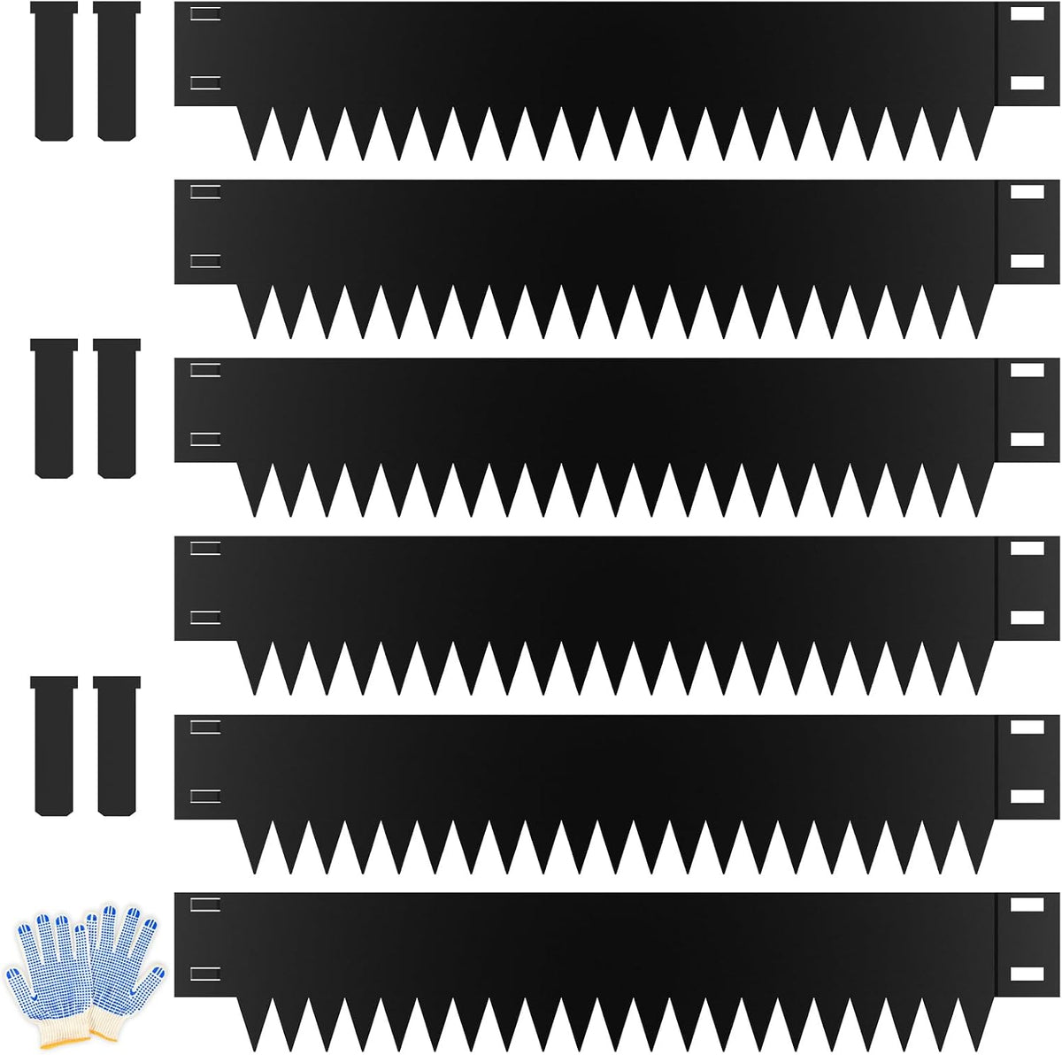 12 Inch Height Galvanized Steel Landscape Edging, 20Ft Metal Garden Edging Border with 6 Clips - Rust-Resistant Lawn Edging for Yard (40" L x 12" H, Black)