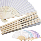 Personalized 15 Pcs White/Pink/Purple Silk-Bamboo Folding Hand Fans, Custom Engraved Wedding/Baby Shower Party Favors, Elegant & Lightweight, Foldable & Reusable