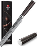 XINZUO 67 Layers Damascus Bread Cutting Knife, 8 Inch Serrated Bread Knife for Homemade Bread Sourdough,Razor Sharp,Dark Brown Pakkawood Handle
