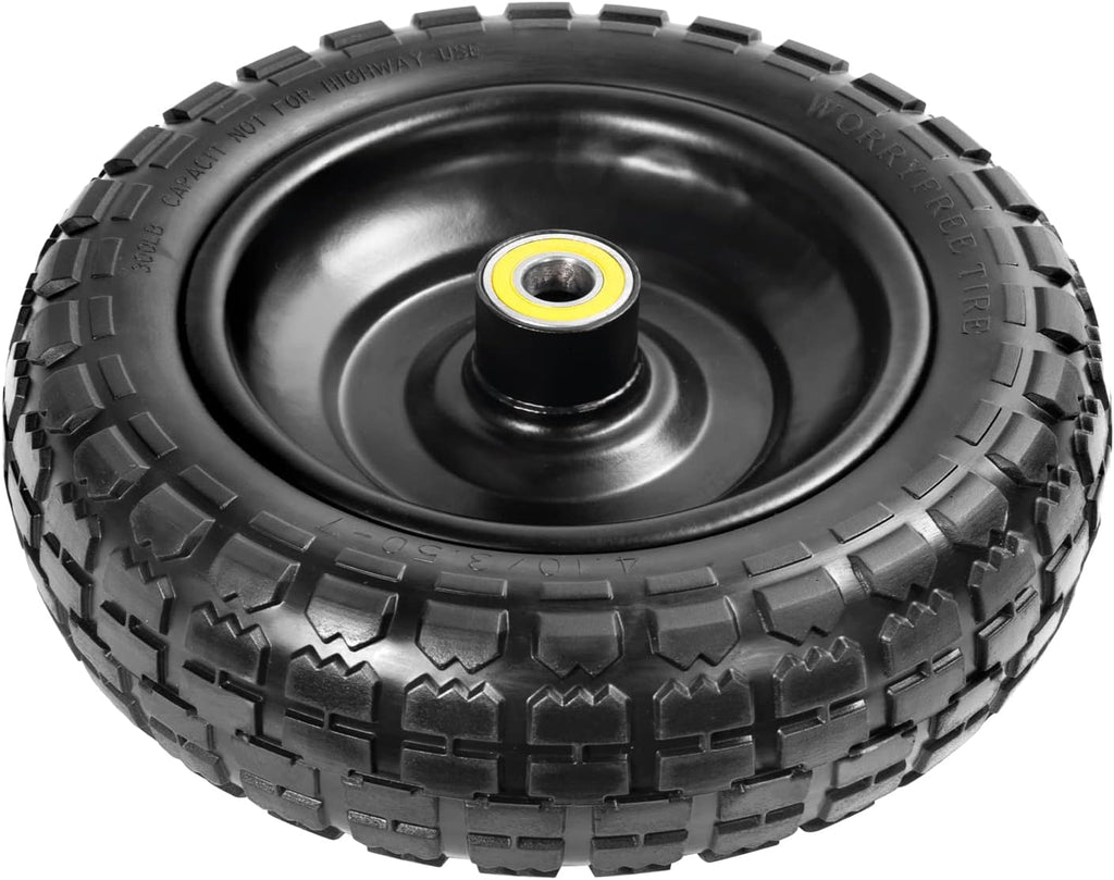 Fit Gorilla Carts Wheels 10" No Flat Replacement Wheel, 4.10/3.50-4 Flat Free Solid Tire Compatible with Gorilla Cart,Hand Truck,Garden Cart-5/8 Axle Bore Hole 2.1" Hub (2 Pack)