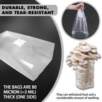 TonGass 60-Pack Large 8"x5"x20" Autoclavable Mushroom Grow Bags Bulk with Microporous Filter Patchs, Extra Thick 80 Micron (=3 Mil), Mushroom Cultivation Spawn Supply Myco Bag Bulk Substrate Bags