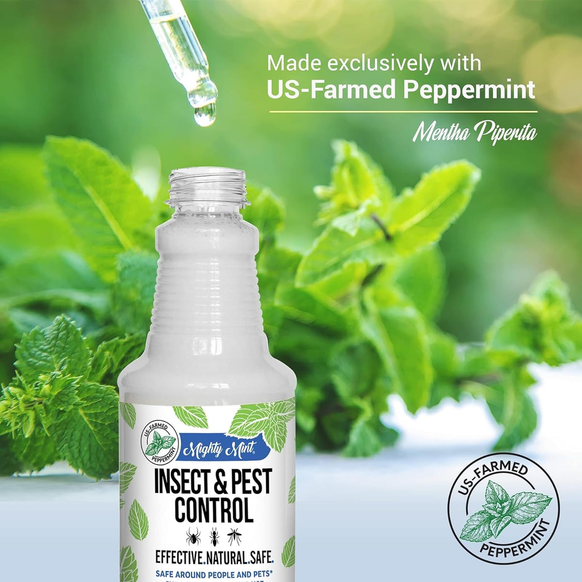 Mighty Mint Peppermint Oil Insect Repellent Spray – Natural Indoor & Outdoor Bug Control for Spiders, Ants, Roaches, and More – Plant-Based, Extra-Strong Formula - 16 oz (Pack of 2)