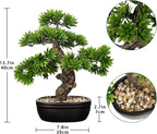 Fake Bonsai Tree Small Bonsai Plant 15.7” Tall Artificial Bonsai Trees with Black Pot Decorated with Pebbles Desk Plant Indoor Bonsai for Home Office Decor