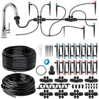 Drip Irrigation System, Automatic Garden Watering Kit, Quick-Connect Watering Misting Drip Irrigation System for Greenhouses,Yards,Lawns,Raised Beds,with 98ft 1/4''& 49ft 1/2" Tubing and Accessories