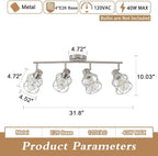 BUXVRCS Adjustable Multi-Directional Brushed Nickel Light Fixtures, Semi Flush Mount Ceiling Light, Kitchen Light Fixtures Ceiling Mount, Geometric Metal Cage Industrial Spotlight Fixtures