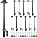 Low Voltage Landscape Path Light Solid Brass, 3 Color Temp Selectable LED Driveway Light Waterproof, Hat Shaped 12V Wired Black for Walkway Garden with 3W 270LM G4 Bulb (12 Pack)